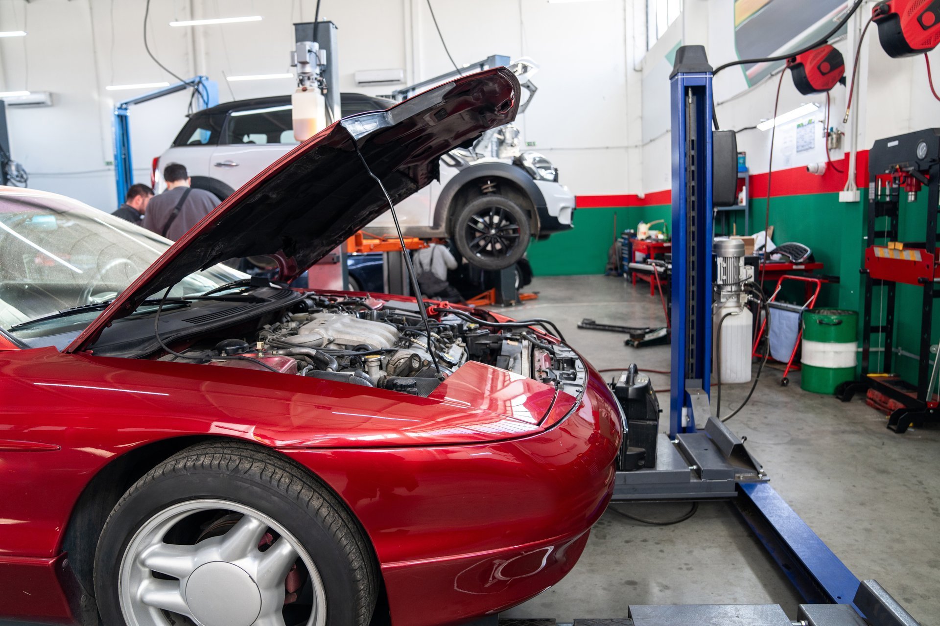 Modern car service workshop